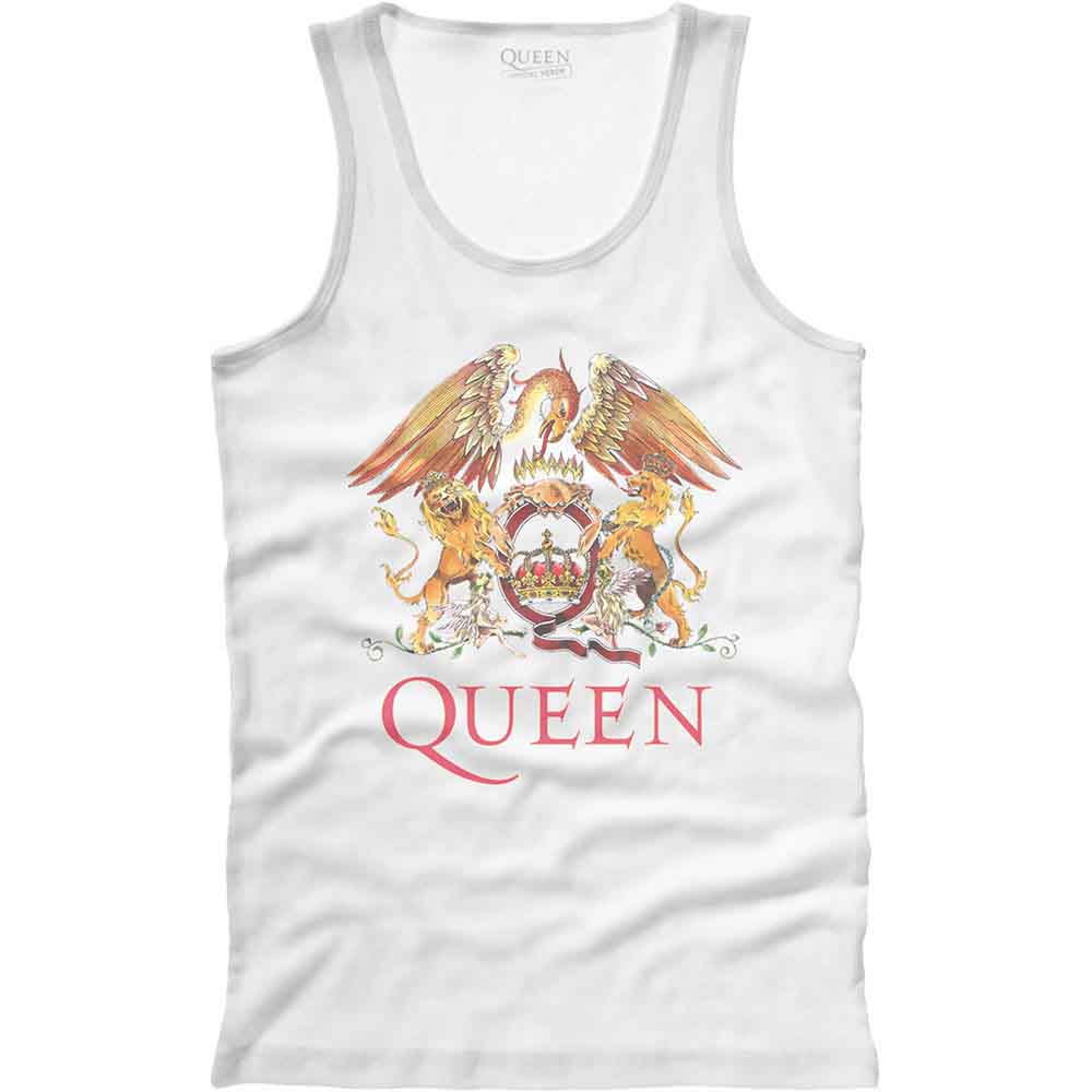 Queen Unisex Vest T-Shirt Classic Crest White (S)
