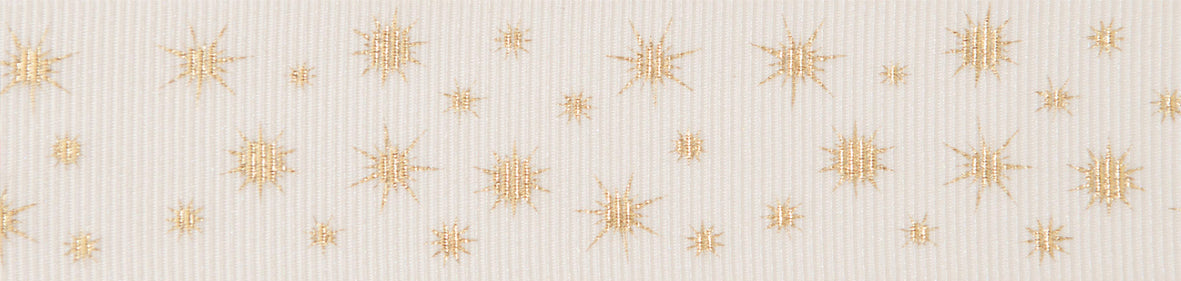 Berisfords Ribbon Glisten 25mm x 20m White & Gold