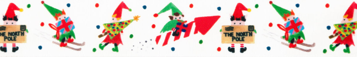 Berisfords Ribbon 25mm x 20m Santa's Elves White & Multicoloured (1pc)