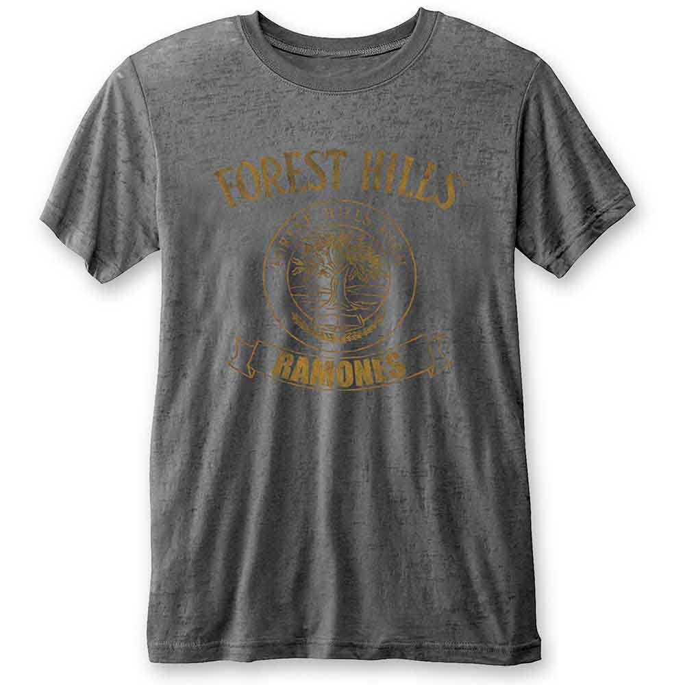 Ramones Men's Fashion T-Shirt Forest Hills Burn Out Finishing Charcoal Grey (XXL)