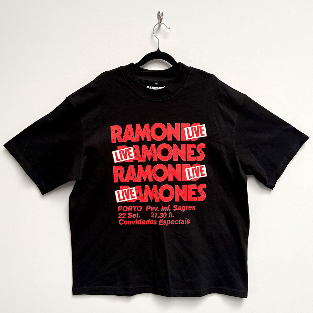 Ramones Unisex Oversized Boxy T-Shirt Concert Black (XXL)