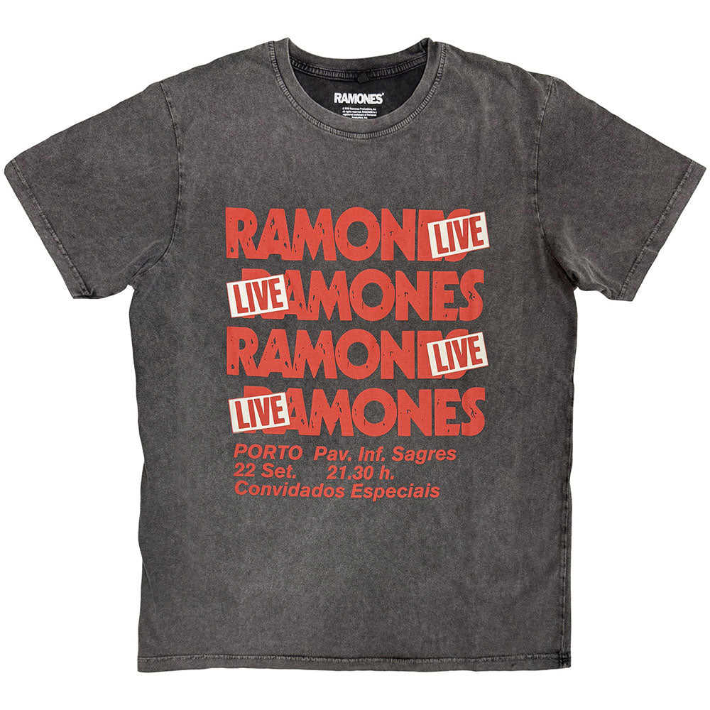 Ramones Unisex Stone Wash T-Shirt Concert Charcoal Grey (S)
