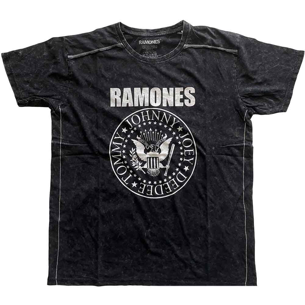 Ramones Unisex T-Shirt (Snow Wash) Presidential Seal Black (L)