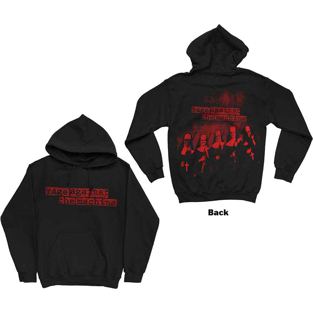 Rage Against The Machine Unisex Pullover Hoodie Nuns (Back Print) Black (M)