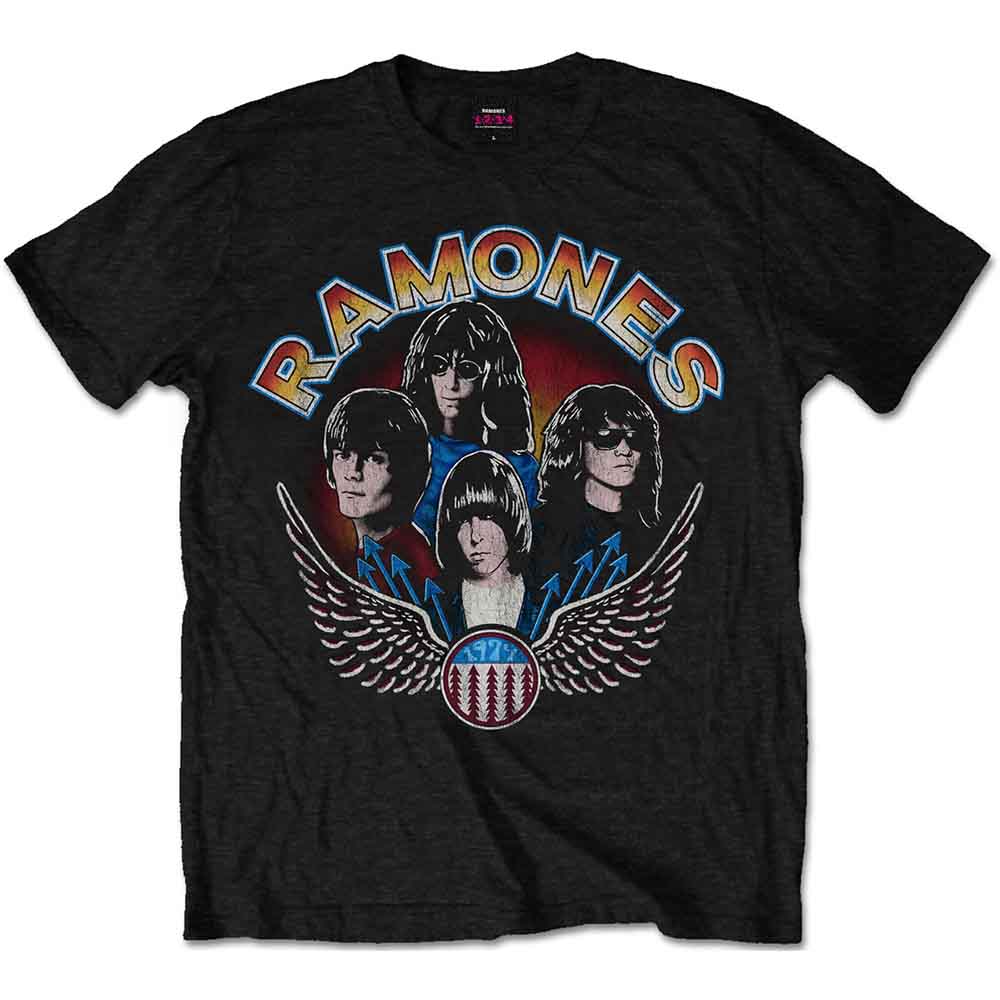 Ramones Men's T-Shirt Vintage Wings Photo Black (XL)