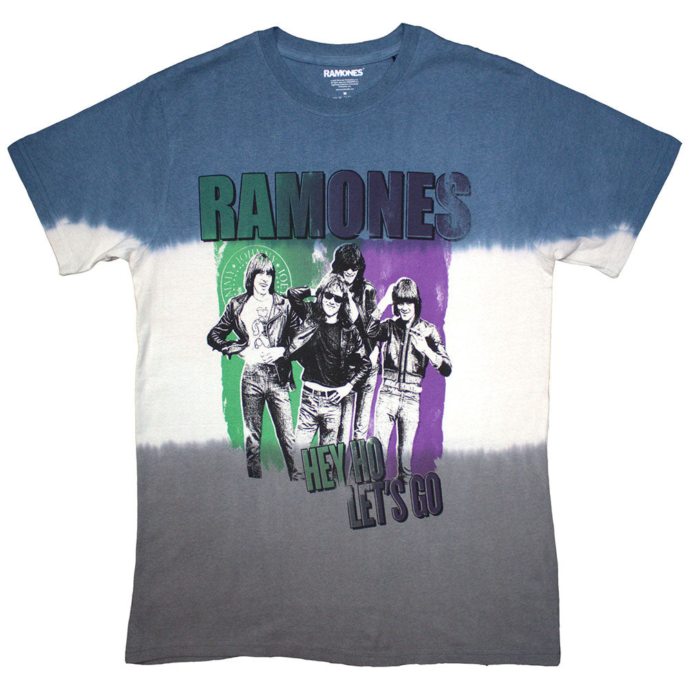 Ramones Unisex T-Shirt Hey Ho Retro (Dip-Dye) Blue (L)