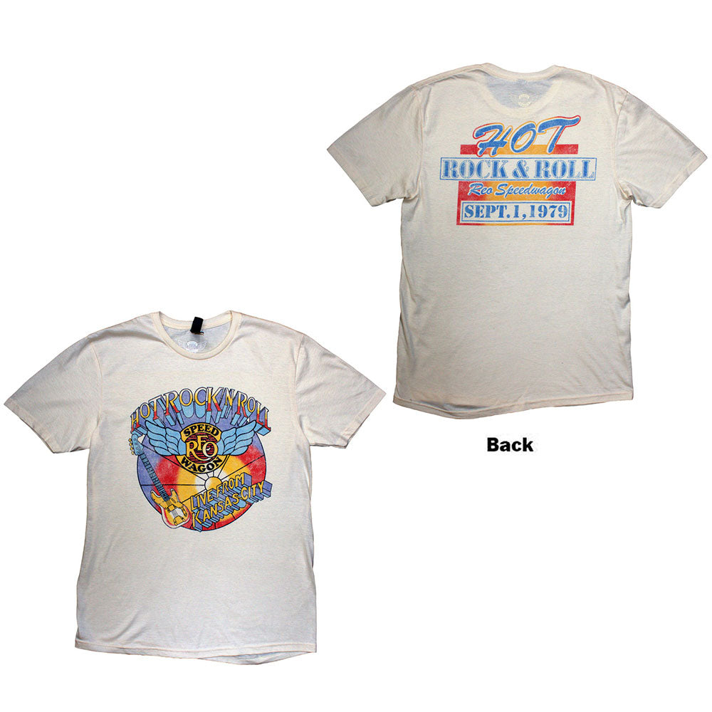 REO Speedwagon Unisex T-Shirt Kansas (Back Print) Natural (L)