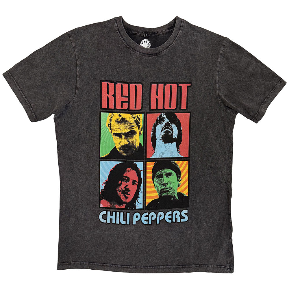 Red Hot Chili Peppers Unisex Stone Wash T-Shirt Portrait Photos Charcoal Grey (XXL)