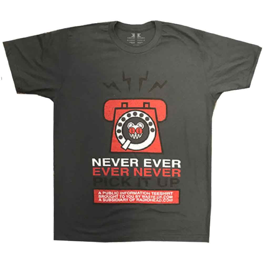 Radiohead Unisex T-Shirt Never Pick It Up Charcoal Grey (XXL)