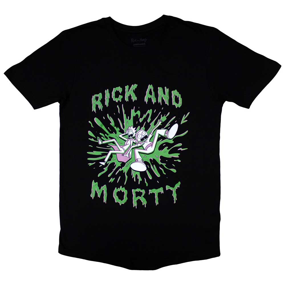 Cartoon Network Unisex T-Shirt Rick & Morty Green Splat Black (XL)