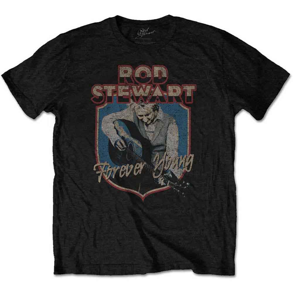 Rod Stewart Men's T-Shirt Forever Crest Black  (XL)
