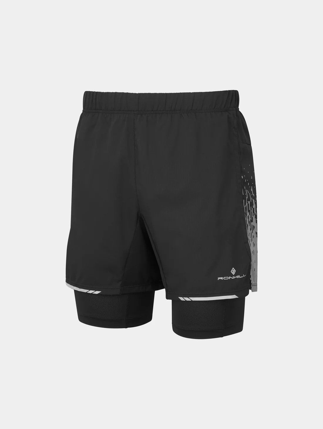 Ronhill Mens Tech Reflect 5" Twin Shorts Black (XL)