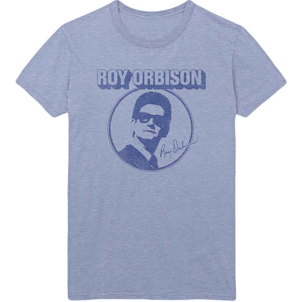 Roy Orbison Men's T-Shirt Photo Circle Blue (L)