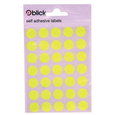 Blick Self Adhesive Labels Circles 13mm  Fluorescent Yellow (140pc)