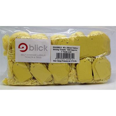 Blick Luggage Tags Strung Yellow 45mm x 28mm (1000pc)