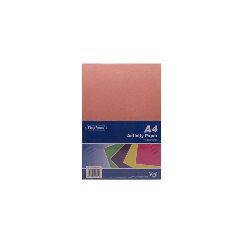 Stephens A4 Multicoloured Activity Sugar Paper 100shts