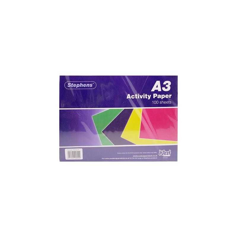 Stephens A3 Multicoloured Activity Sugar Paper 100shts