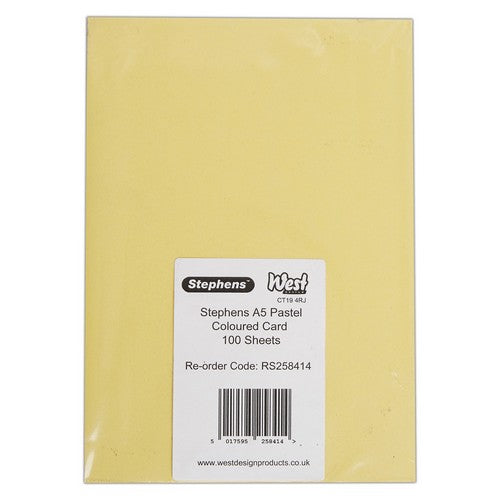Stephens A5 Pastel Coloured Card 240gsm 100shts