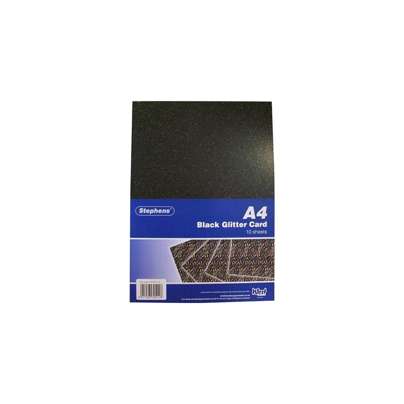 Stephens A4 Glitter Black Card 220gsm 10shts