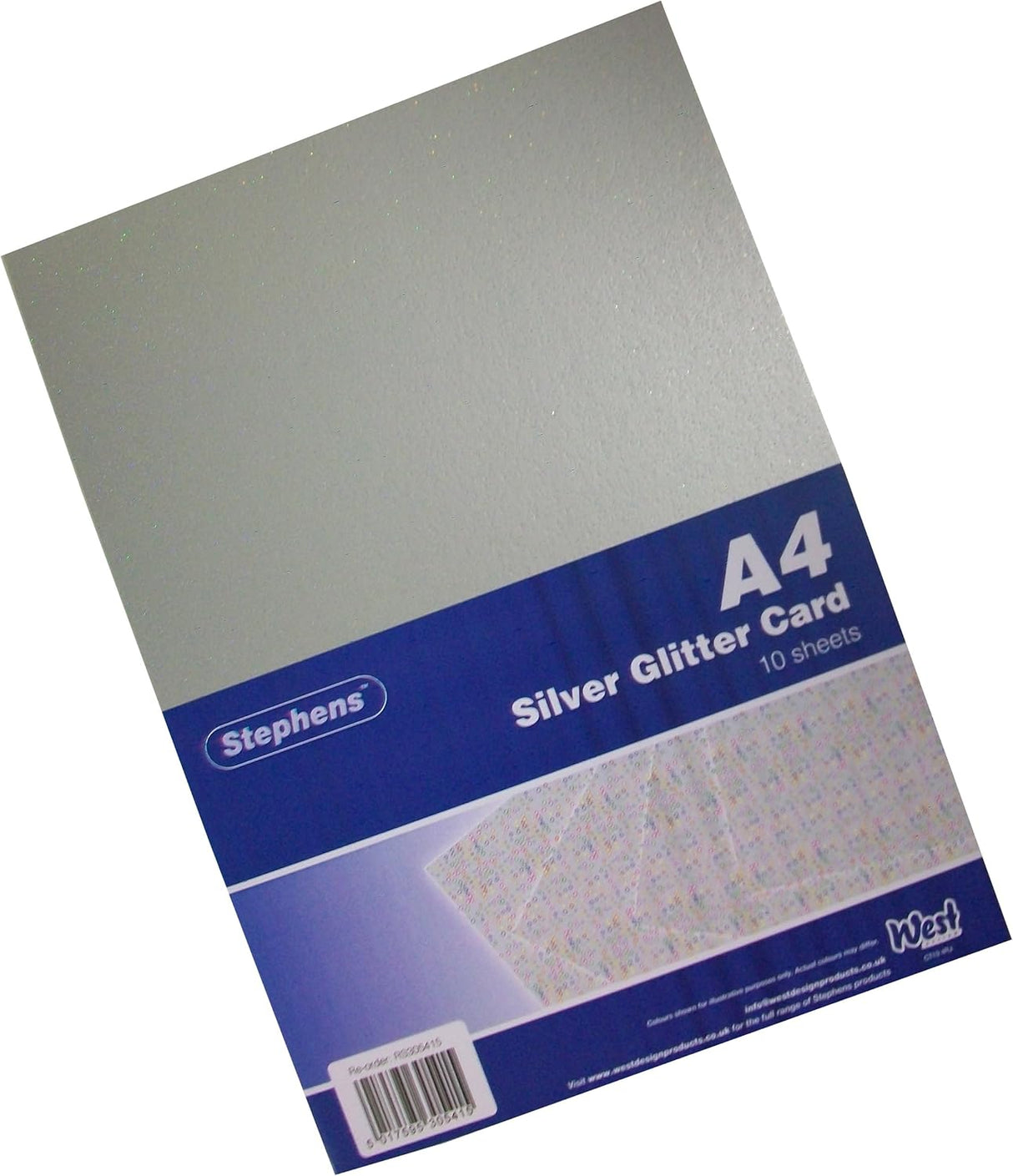 Stephens A4 Glitter Silver Card 220gsm 10shts