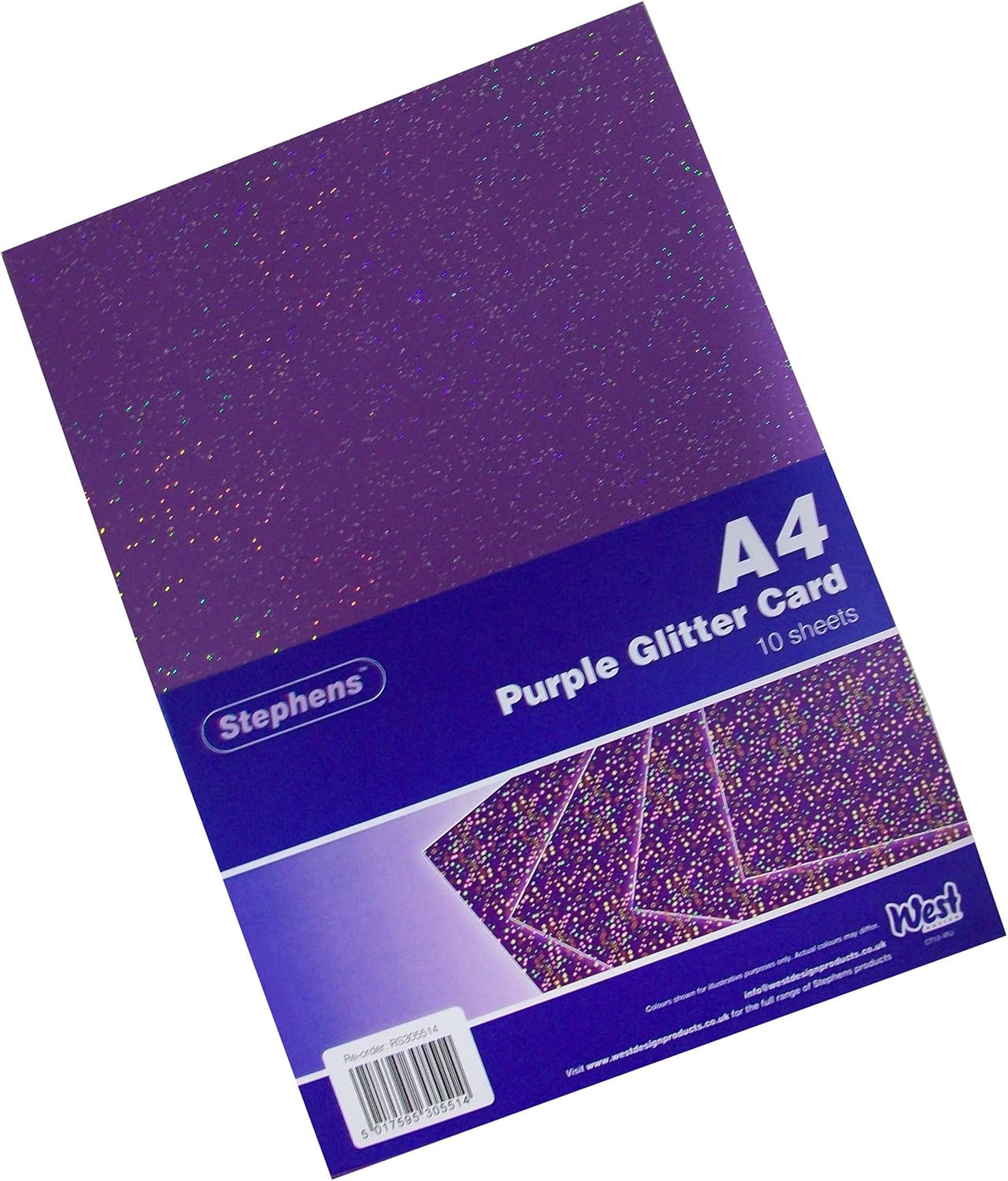 Stephens A4 Glitter Purple Card 220gsm 10shts