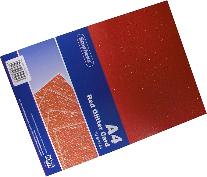 Stephens A4 Glitter Red Card 220gsm 10shts