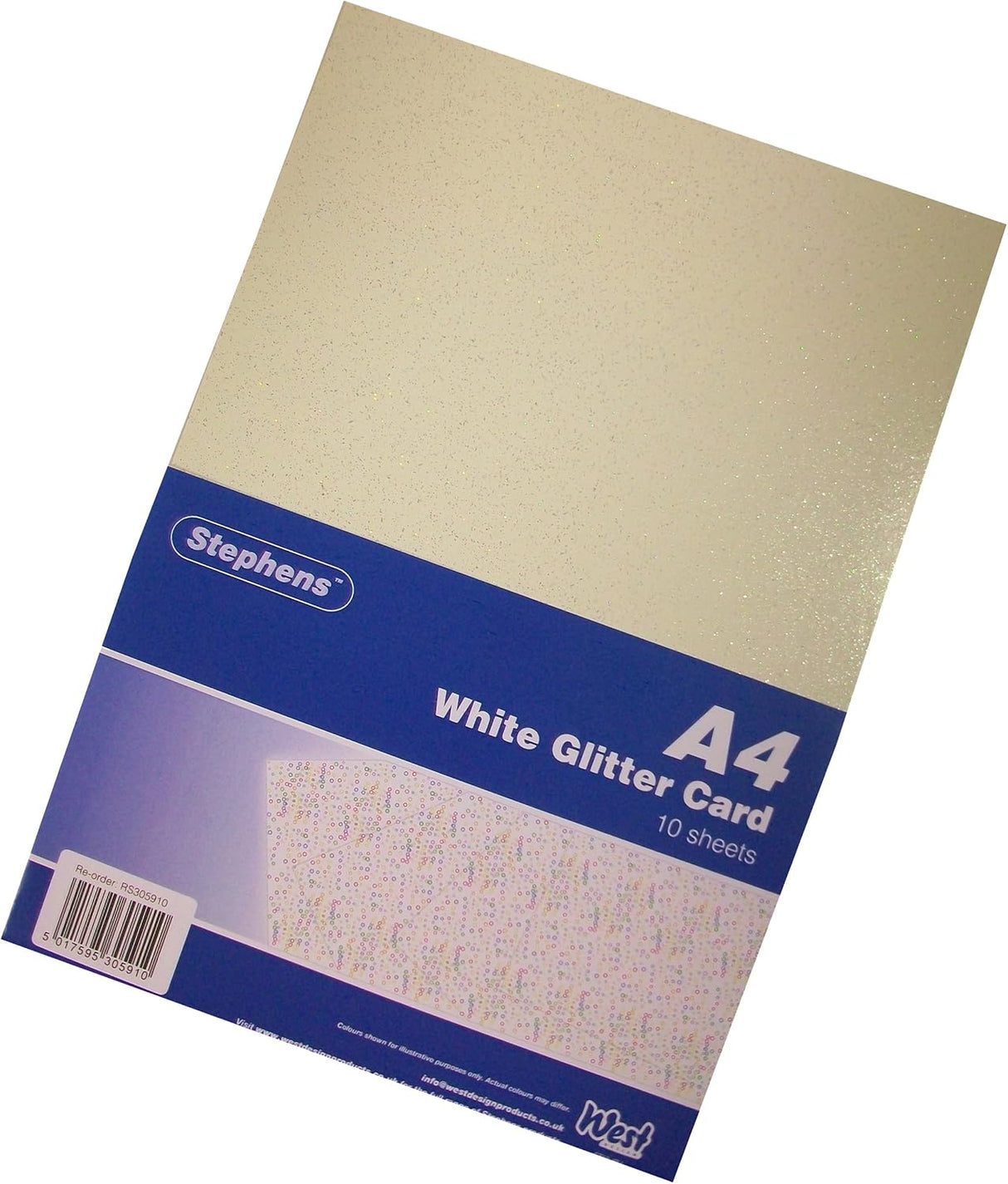 Stephens A4 Glitter White Card 220gsm 10shts