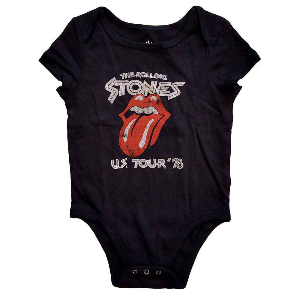 The Rolling Stones Kids Baby Grow US Tour '78 Black (3-6mths)