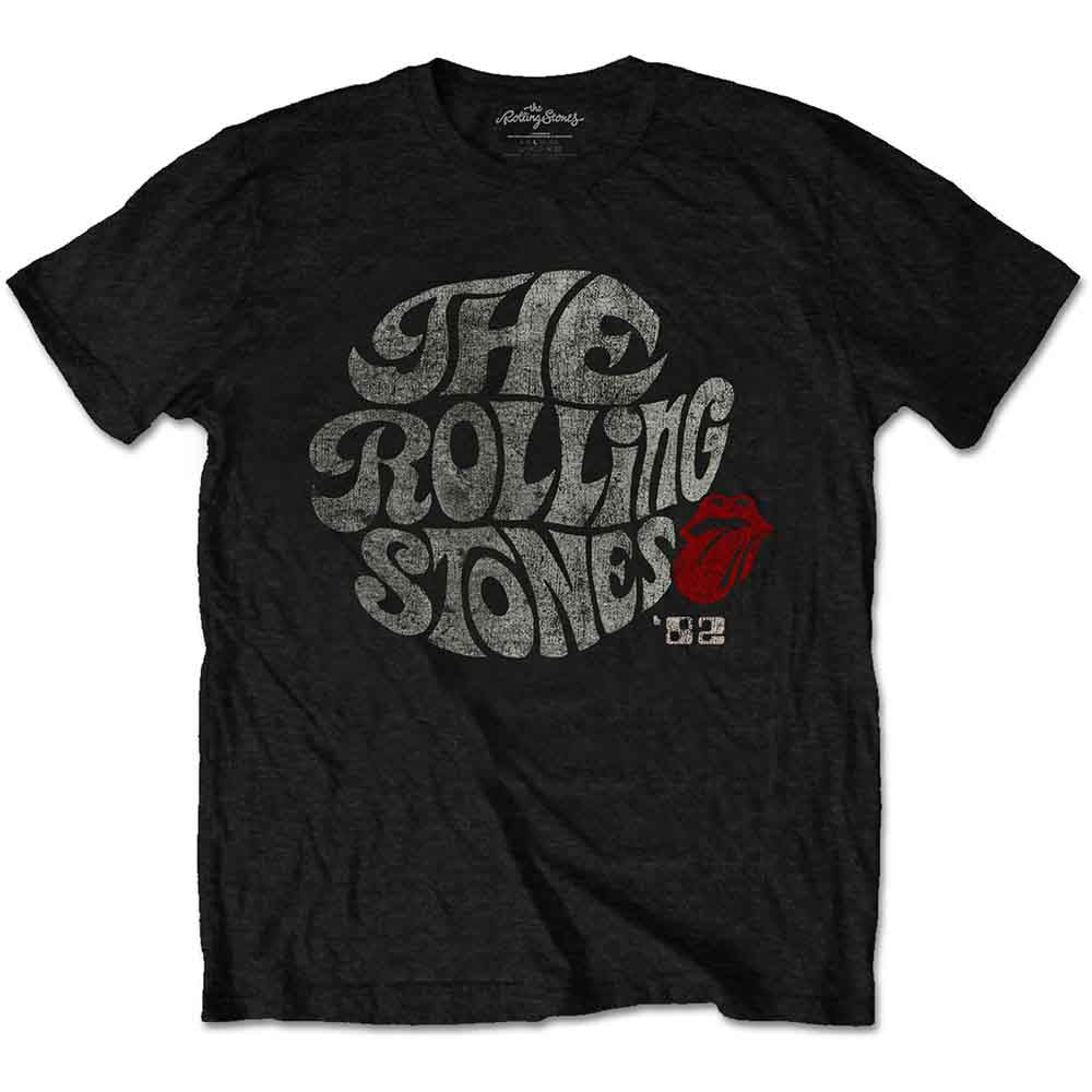 The Rolling Stones Unisex Eco T-Shirt Swirl Logo '82 Black (S)