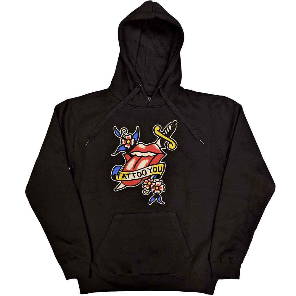 The Rolling Stones Unisex Pullover Hoodie Tattoo You Lick Black (S)