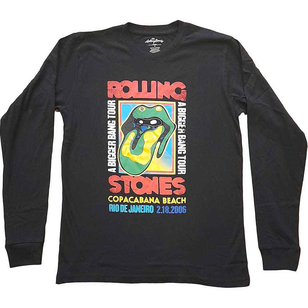 The Rolling Stones Unisex Long Sleeve T-Shirt: Copacabana Beach Black (S)