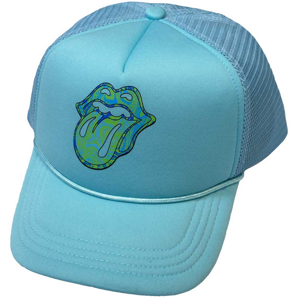 The Rolling Stones Unisex Mesh Back Baseball Cap Psychedelic Tongue Blue