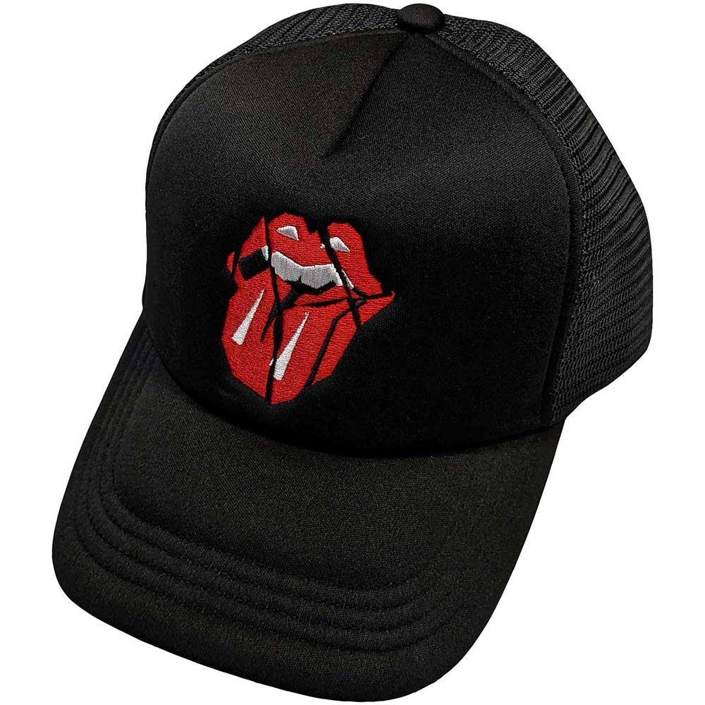 The Rolling Stones Unisex Mesh Back Baseball Cap Hackney Diamonds Shards Logo Black/White