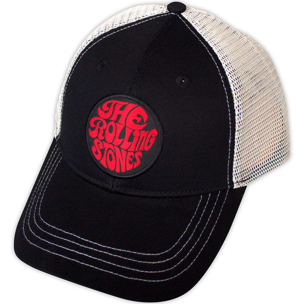 The Rolling Stones Unisex Mesh-Back Baseball Cap 70s Logo Emblem Natural