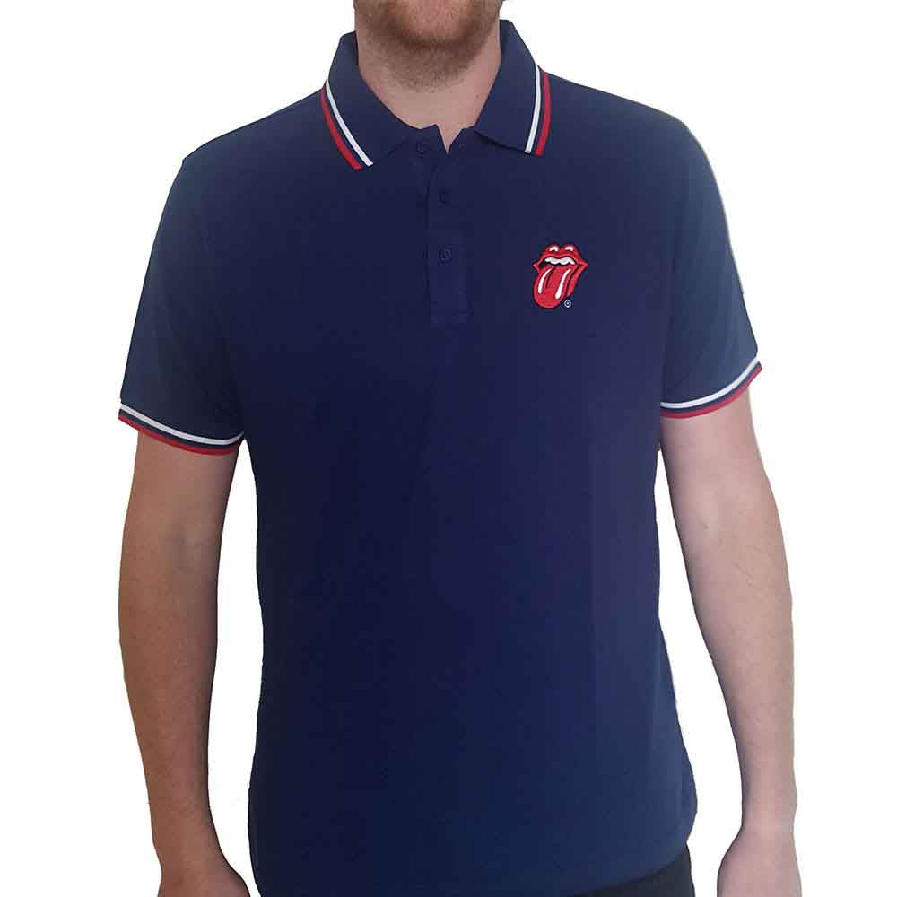 The Rolling Stones Unisex Polo Shirt Classic Tongue Blue (L)