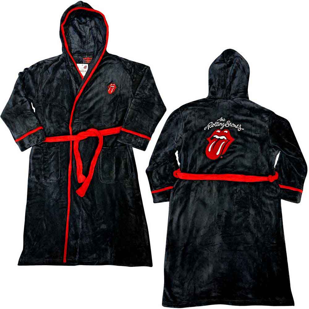 The Rolling Stones Unisex Bathrobe Classic Tongue Black (M)