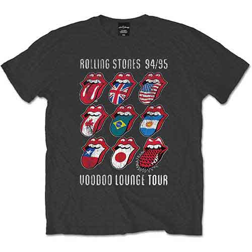 The Rolling Stones Men's T-Shirt Voodoo Lounge Tongues Charcoal Grey (XXL)