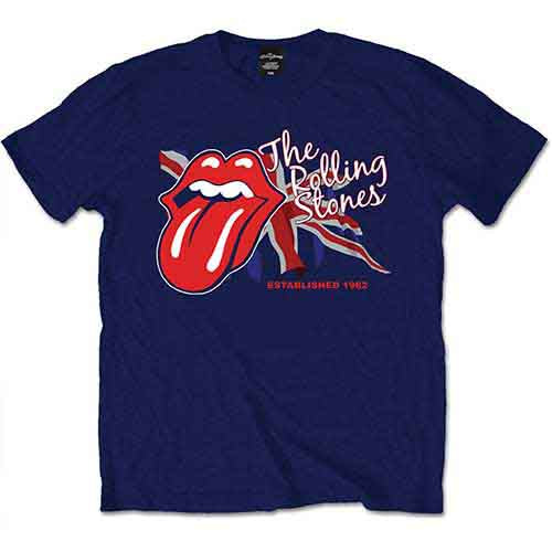 The Rolling Stones Men's T-Shirt Lick the Flag Navy Blue (S)