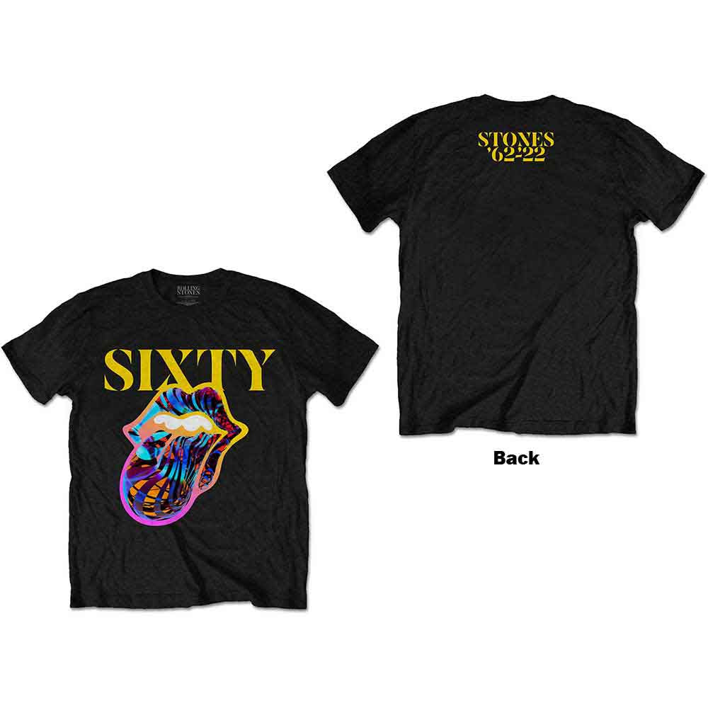 The Rolling Stones Unisex T-Shirt Sixty Cyberdelic Tongue (Back Print) Black (XXL)