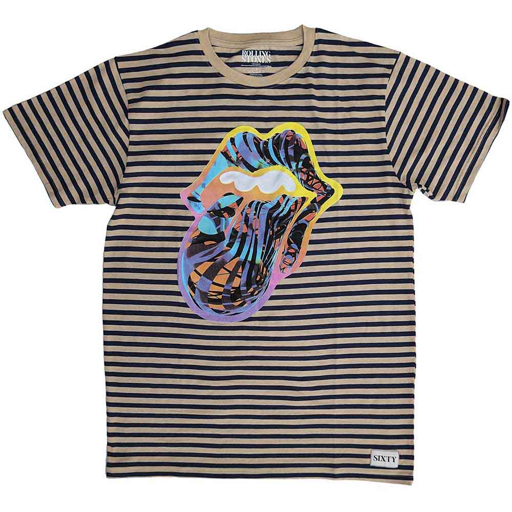 The Rolling Stones Unisex T-Shirt Cyberdelic (Striped) Black/Natural (XXL)
