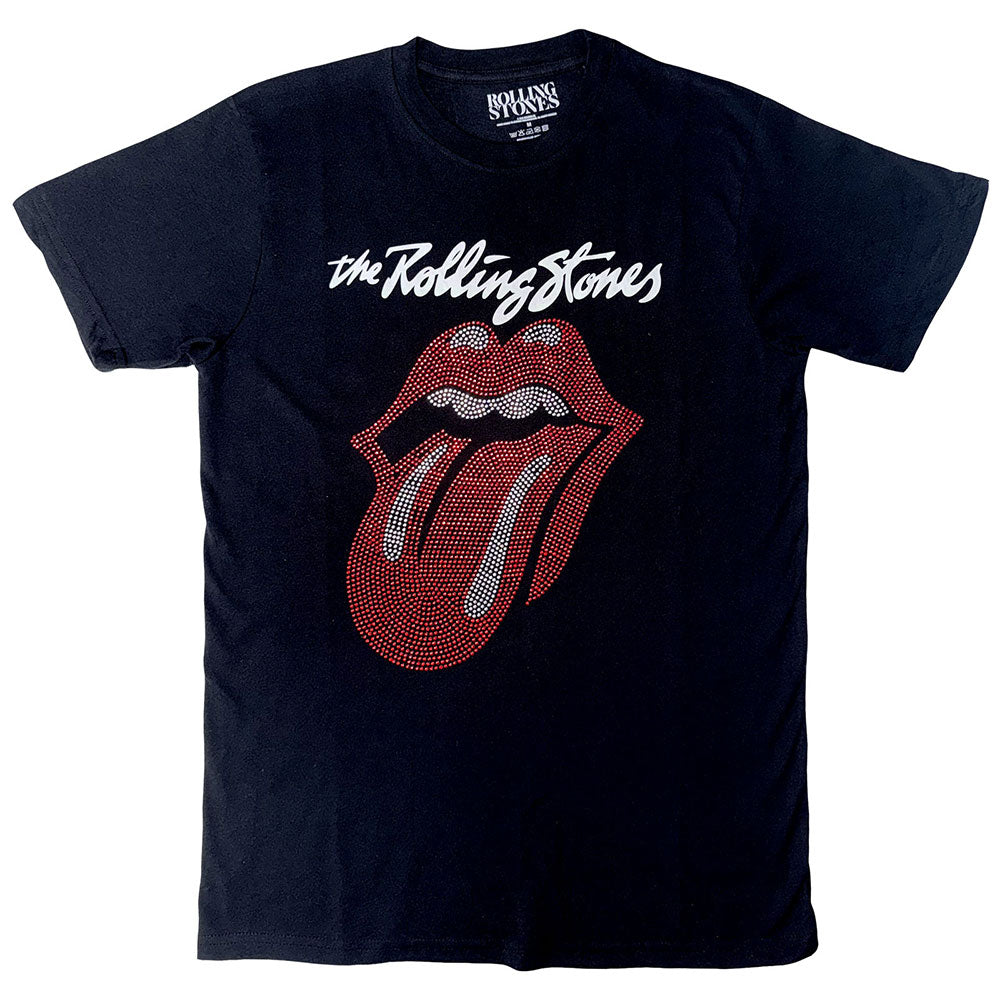 The Rolling Stones Unisex T-Shirt Logo & Tongue (Diamante) Black (M)