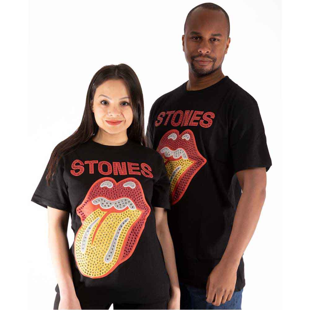 The Rolling Stones Unisex T-Shirt Dia Tongue (Diamante) Black (XXL)