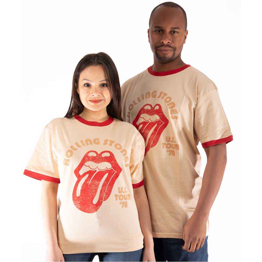 The Rolling Stones Unisex Ringer T-Shirt US Tour '78 Natural (S)