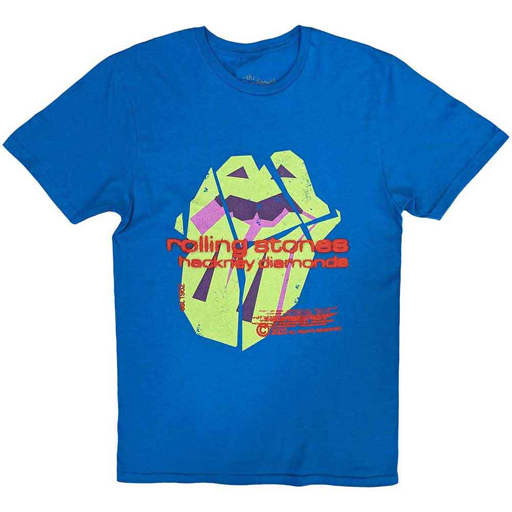 The Rolling Stones Unisex T-Shirt Hackney Diamonds Neon Tongue Blue (XL)