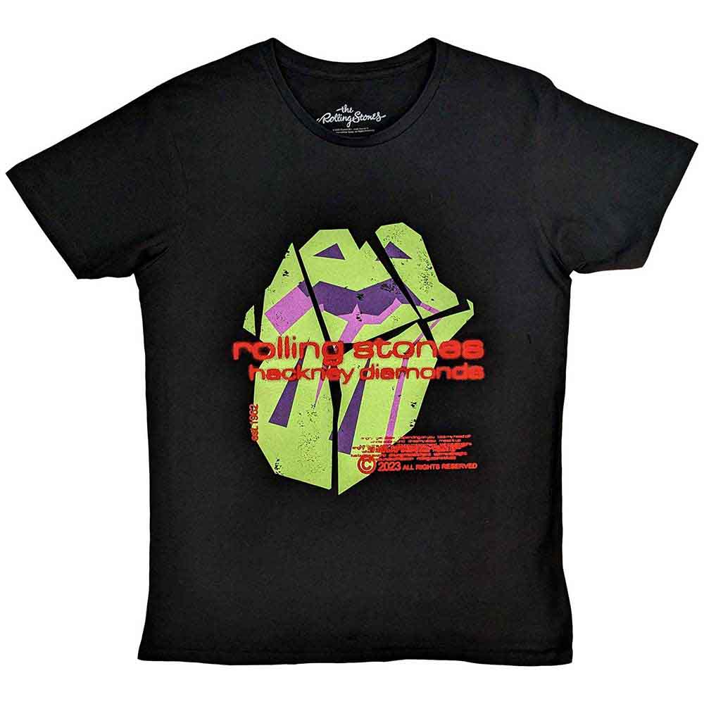 The Rolling Stones Unisex T-Shirt Hackney Diamonds Neon Tongue Black (XL)