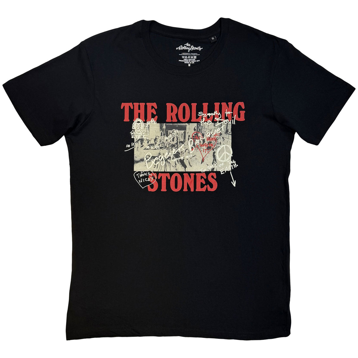 The Rolling Stones Unisex T-Shirt Beggars Banquet Graffiti Black (M)