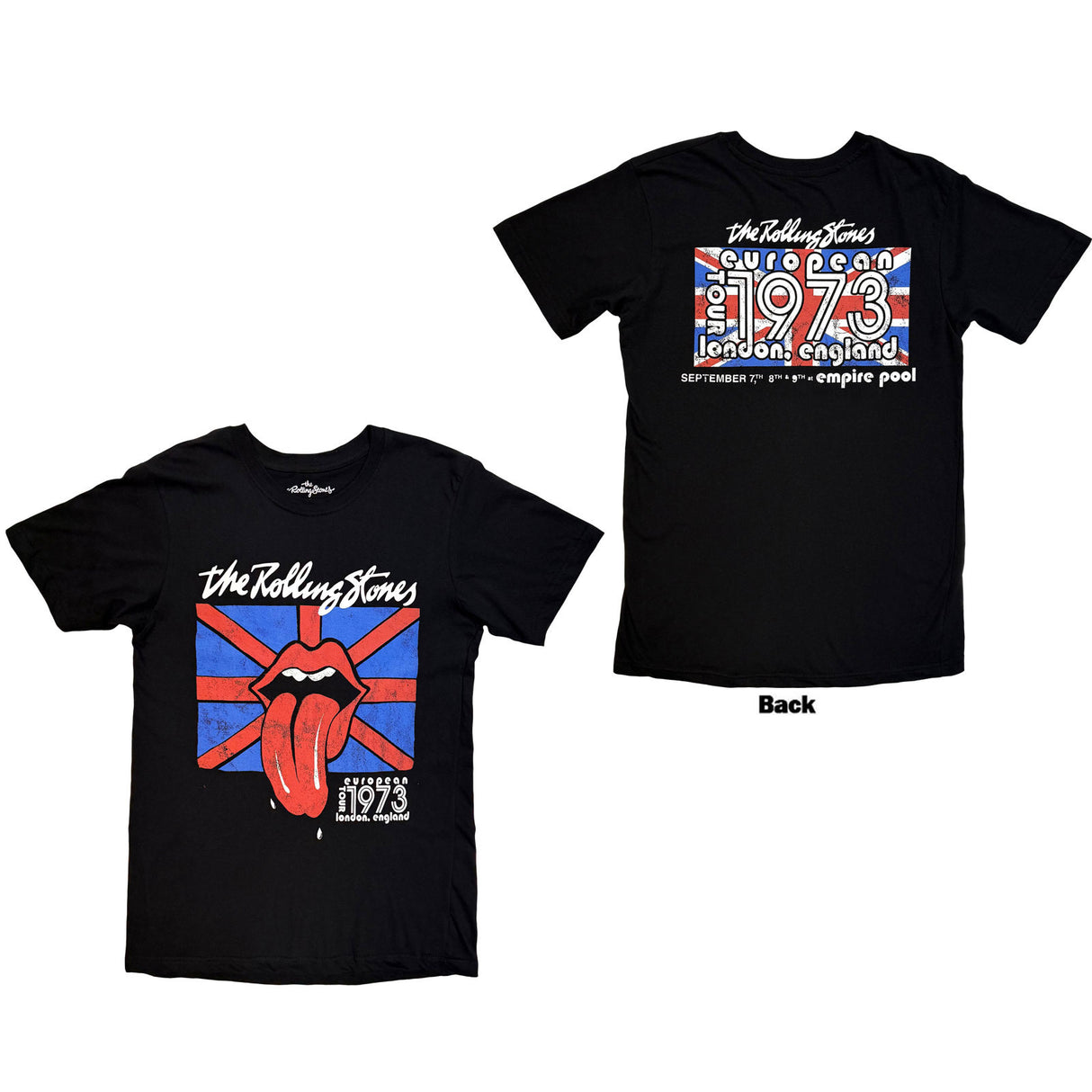 The Rolling Stones Unisex T-Shirt London 1973 (Back Print) Black (XXL)