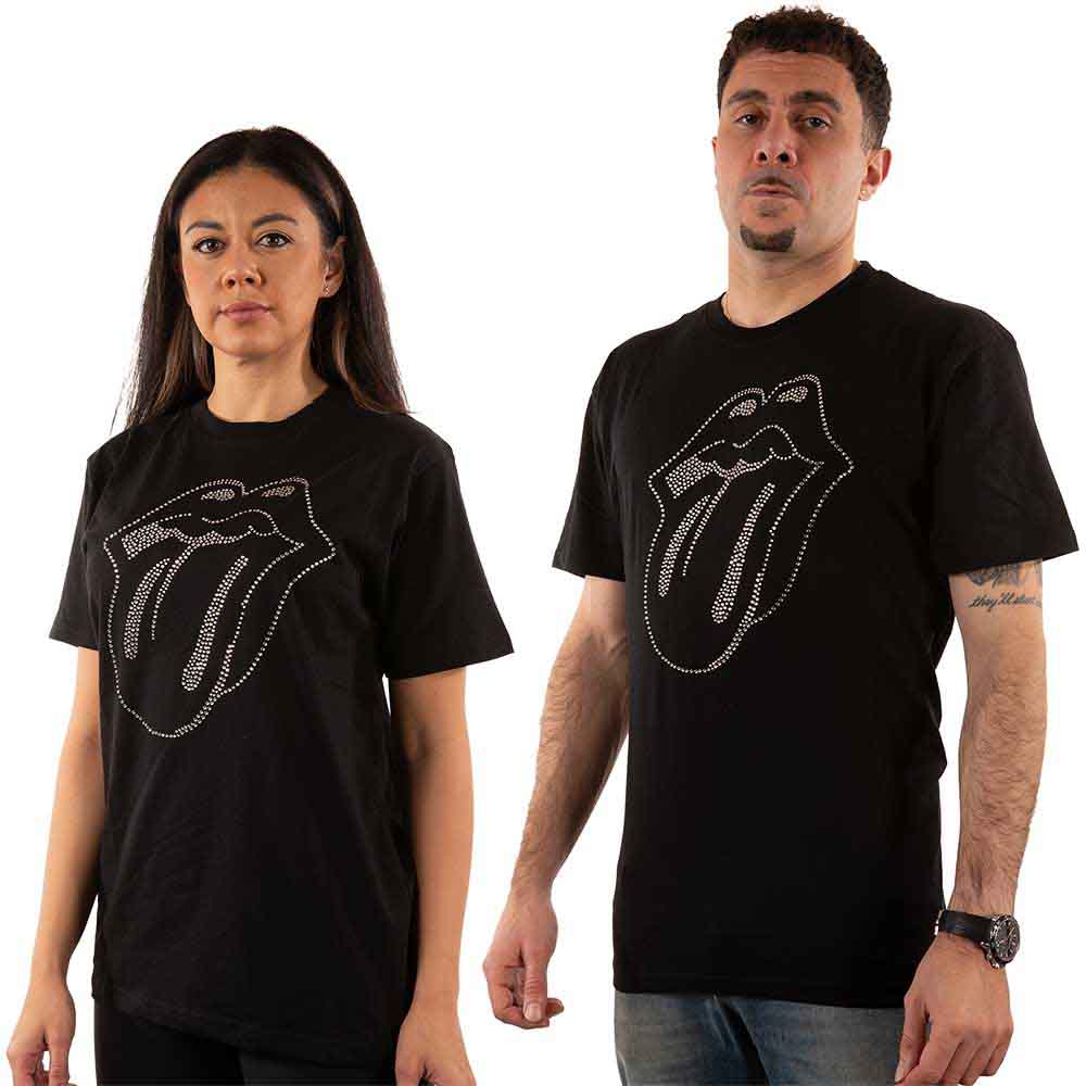 The Rolling Stones Unisex T-Shirt Tongue (Diamante) Black (L)