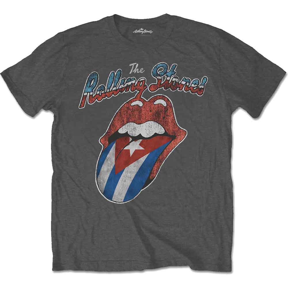 The Rolling Stones Men's T-Shirt Rocks Off Cuba Charcoal Grey (M)
