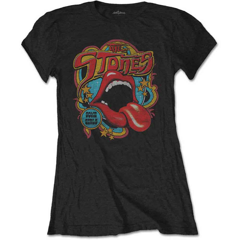 The Rolling Stones Ladies T-Shirt Retro 70s Vibe Black (XXL)